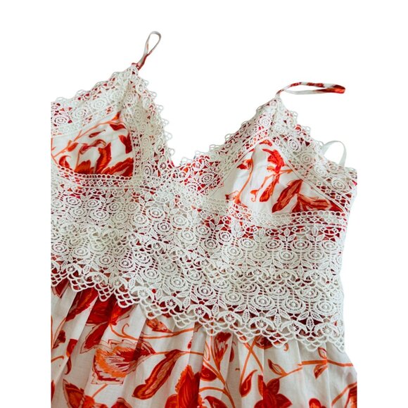 NWT Antonio Melani Maxi Dress Size 8 .Red & White Floral Lace Maxi - Picture 6 of 16